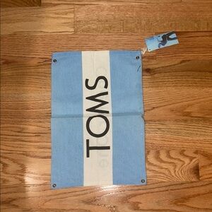 TOMS Sky Blue and White Canvas Pouch